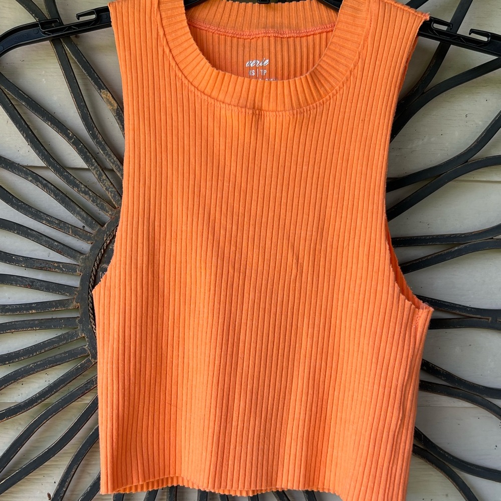 Aerie Bright Orange Ribbed Tank Top